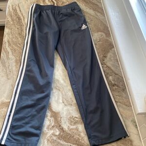 Boy medium adidas pants gray with white stripes on side